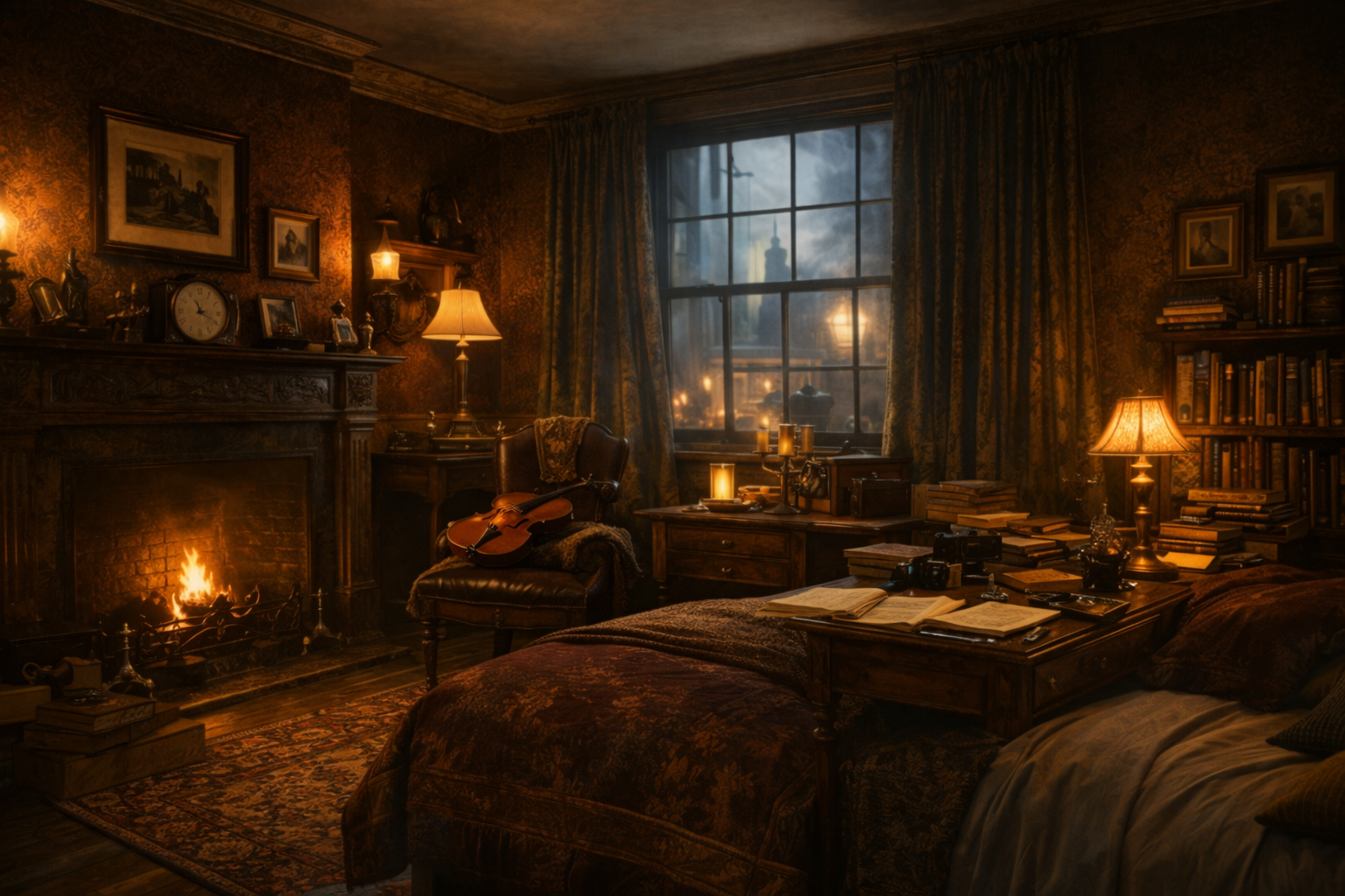 A Sherlock Holmes inspired Victorian bedroom